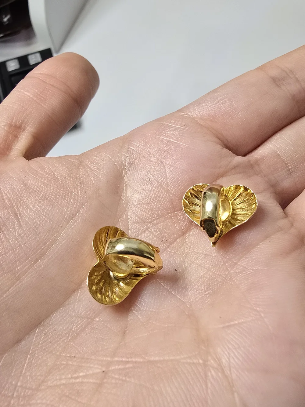 Gold Heart Clip On Earrings